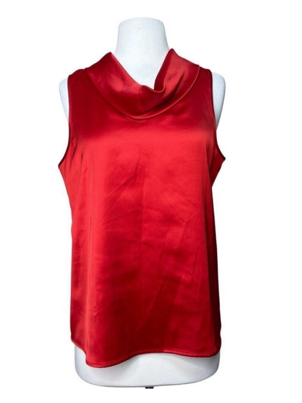 Worthington Red Satin Cowl Neck Sleeveless Top